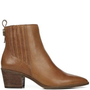 Franco Sarto Women's L-Shay Cognac Brown Ankle Short Pointy Bootie Boot Size 9 M